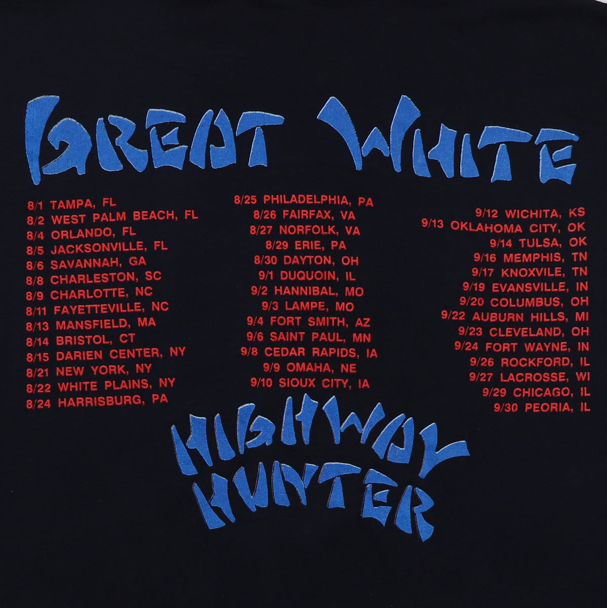 m*k様 80s USA製　Great White 1989ツアー Tシャツ　バ Great White “ HIGHWAY HUNTER TOUR '89 “ - “ MISTA BONE