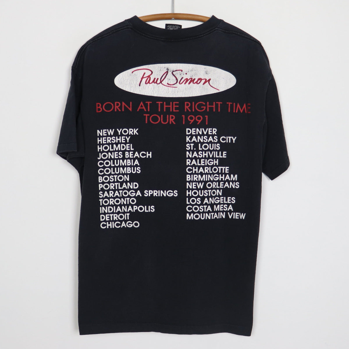 1991 Paul Simon Born At The Right Time Tour Shirt | Authentic