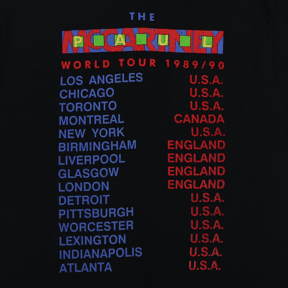 1989 Paul McCartney World Tour Shirt