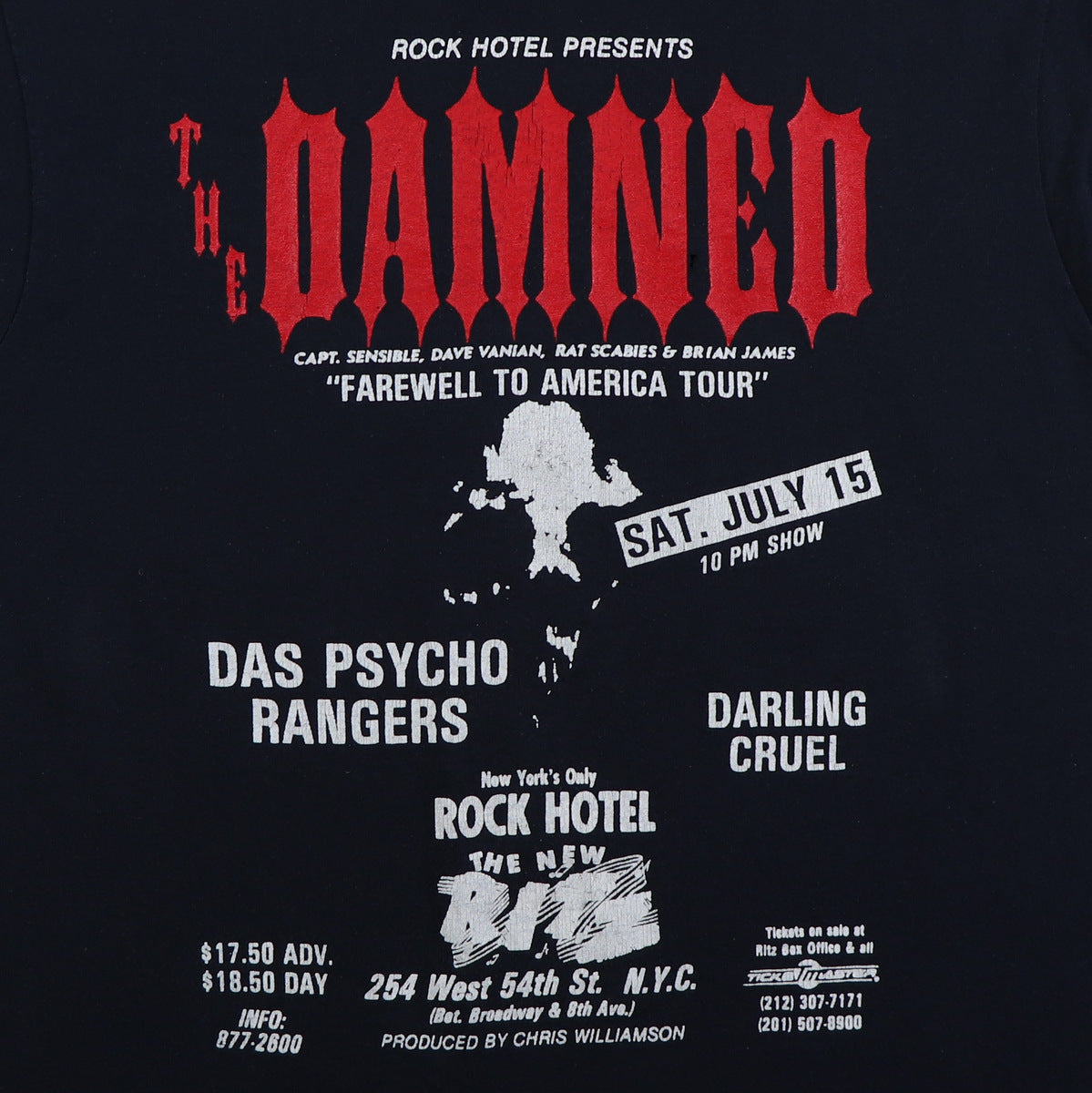 1989 The Damned Farewell To America Concert Shirt