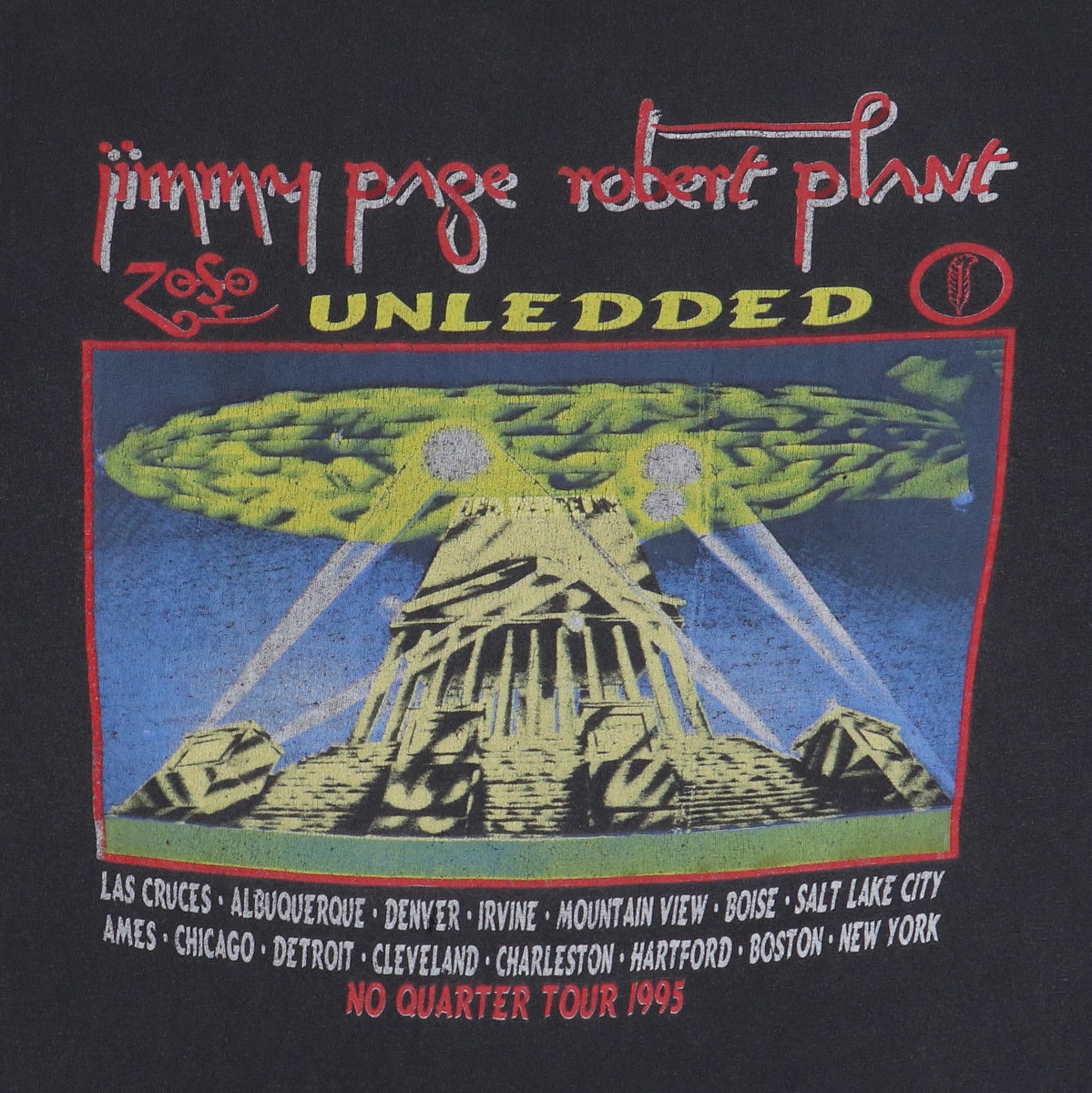 1995 Jimmy Page Robert Plant No Quarter Tour Shirt | Authentic
