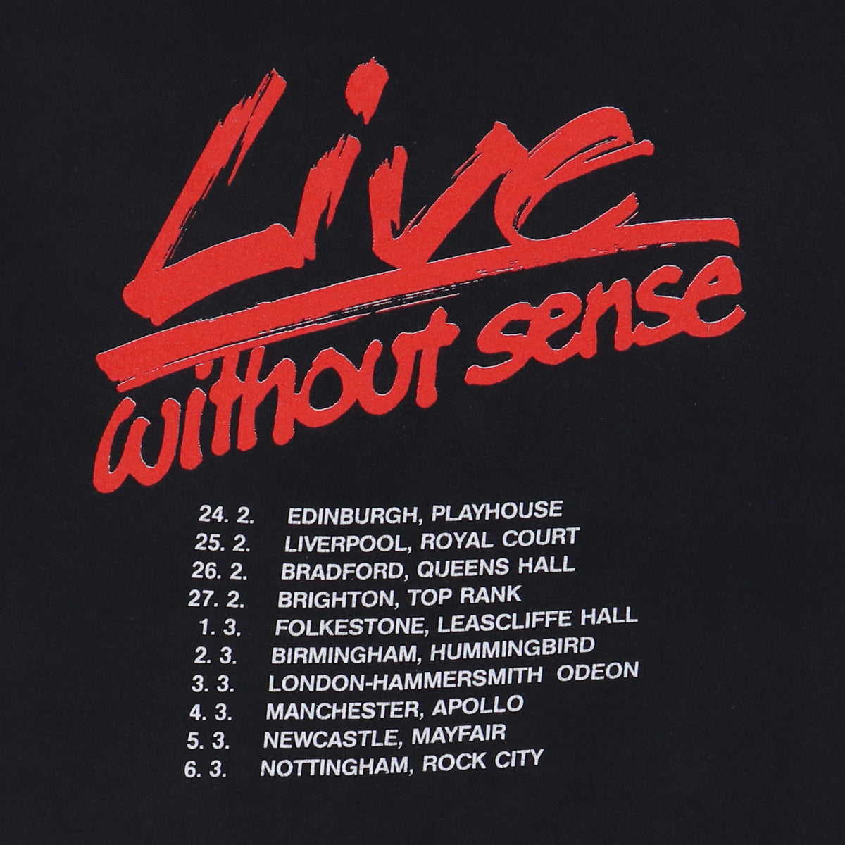 1989 Destruction Live Without Sense Tour Shirt | Authentic Vintage