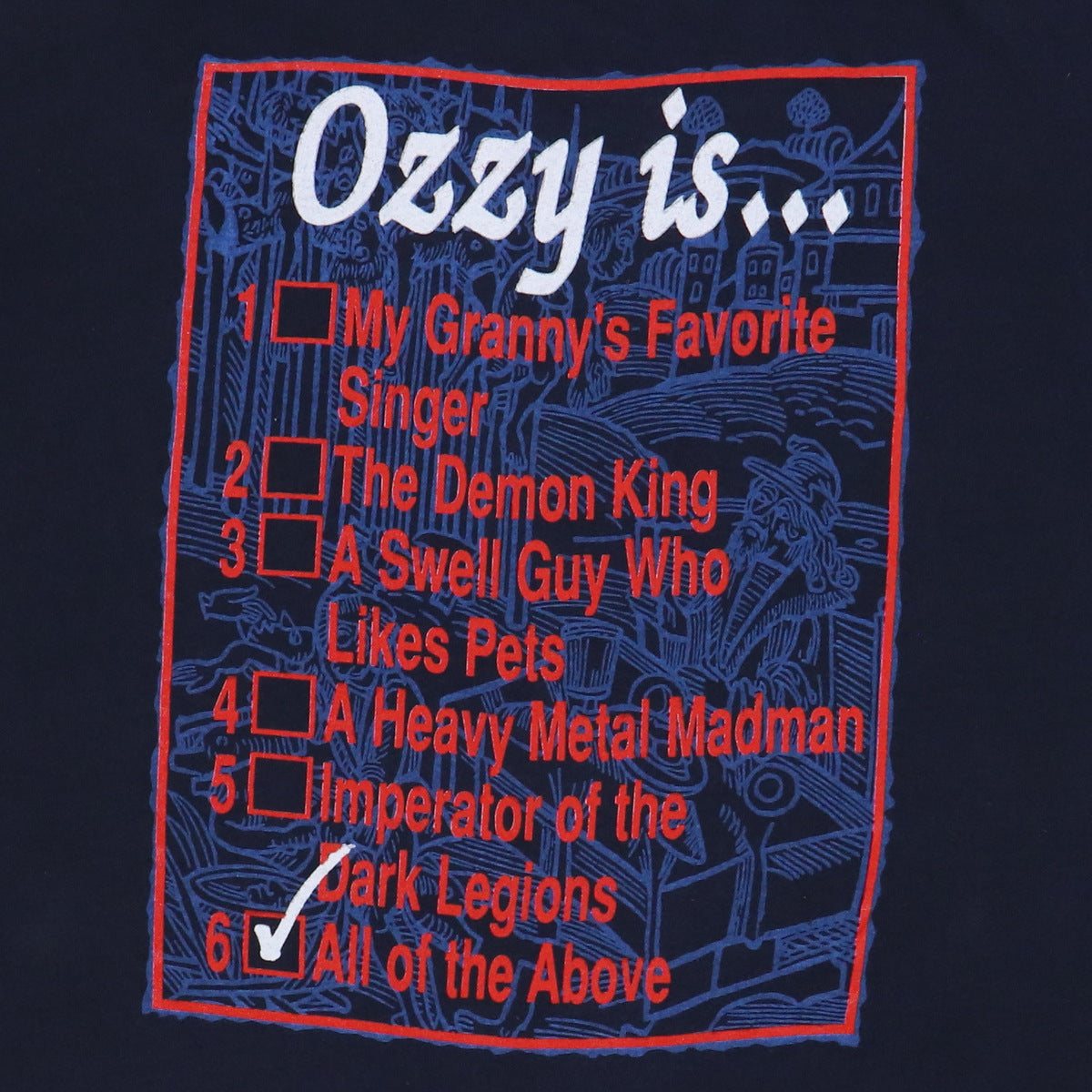 1988 Ozzy Osbourne Checklist Shirt – WyCo Vintage