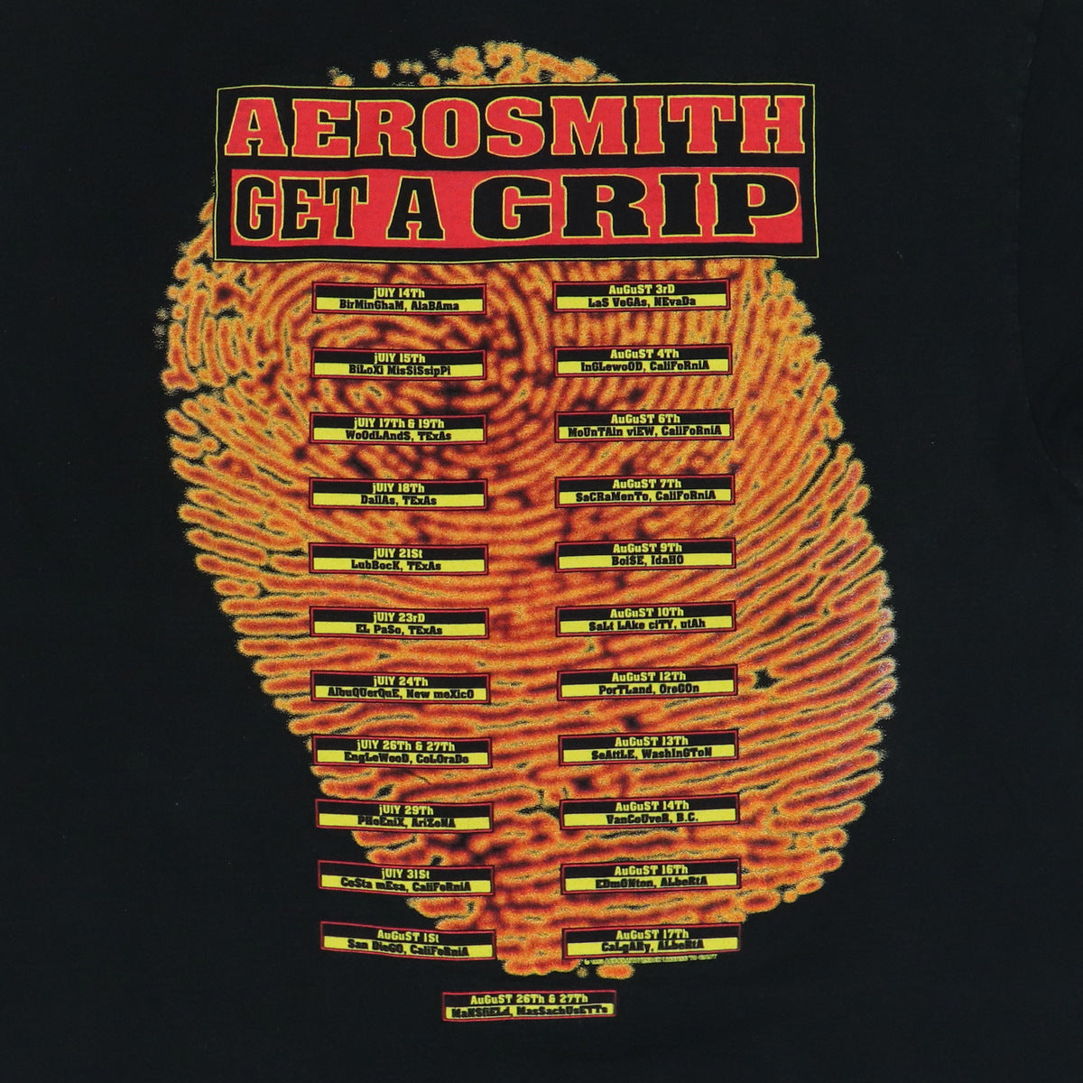 1993 Aerosmith Get A Grip Tour Shirt | Authentic Vintage Tee