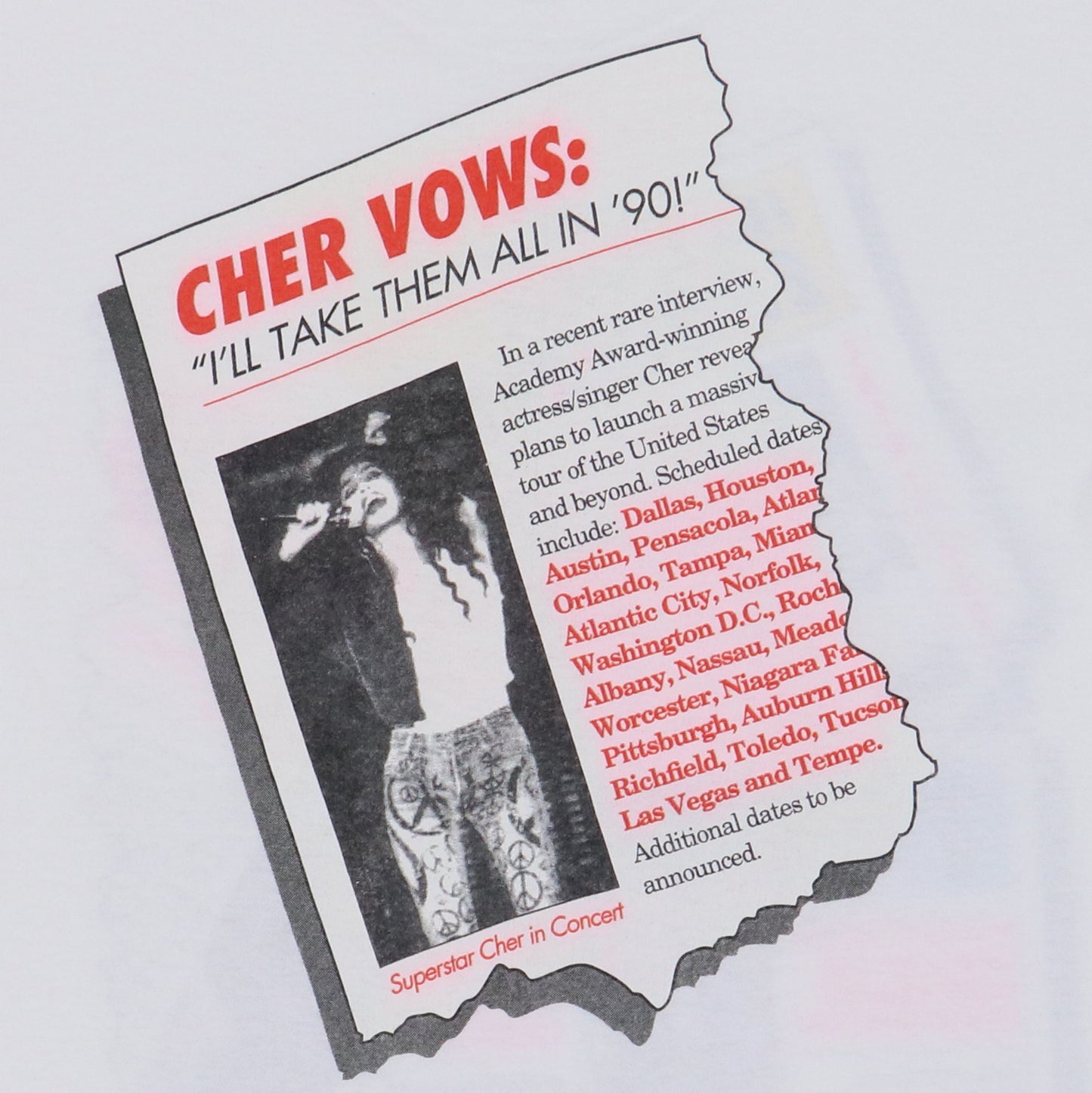 1990 Cher Irrational Enquirer Tabloid Shirt