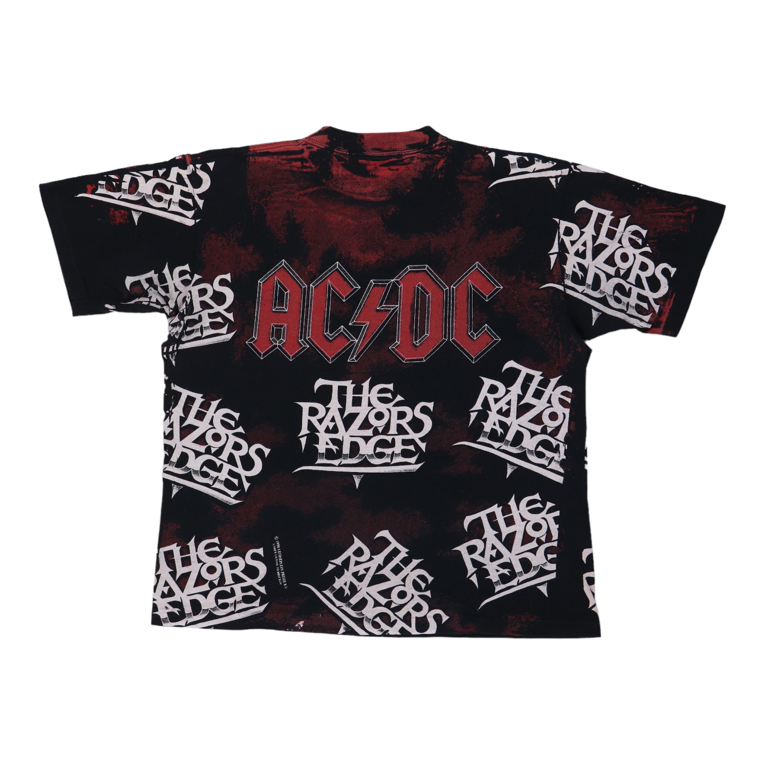 1990 ACDC Razors Edge All Over Print Shirt | Authentic Vintage Tee