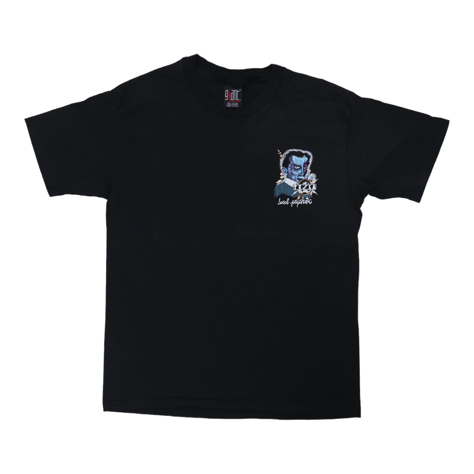 1992 Tesla Local Psychotic Crew Tour Shirt | Authentic Vintage Tee