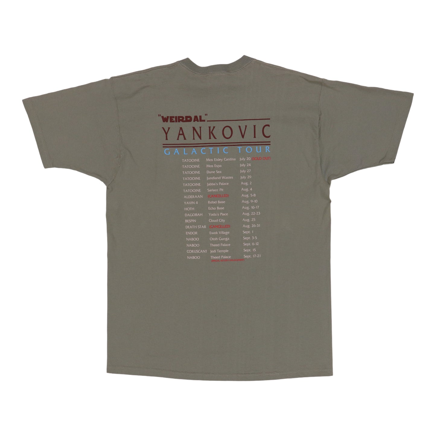 1999 Weird Al Yankovic Galactic Tour Shirt