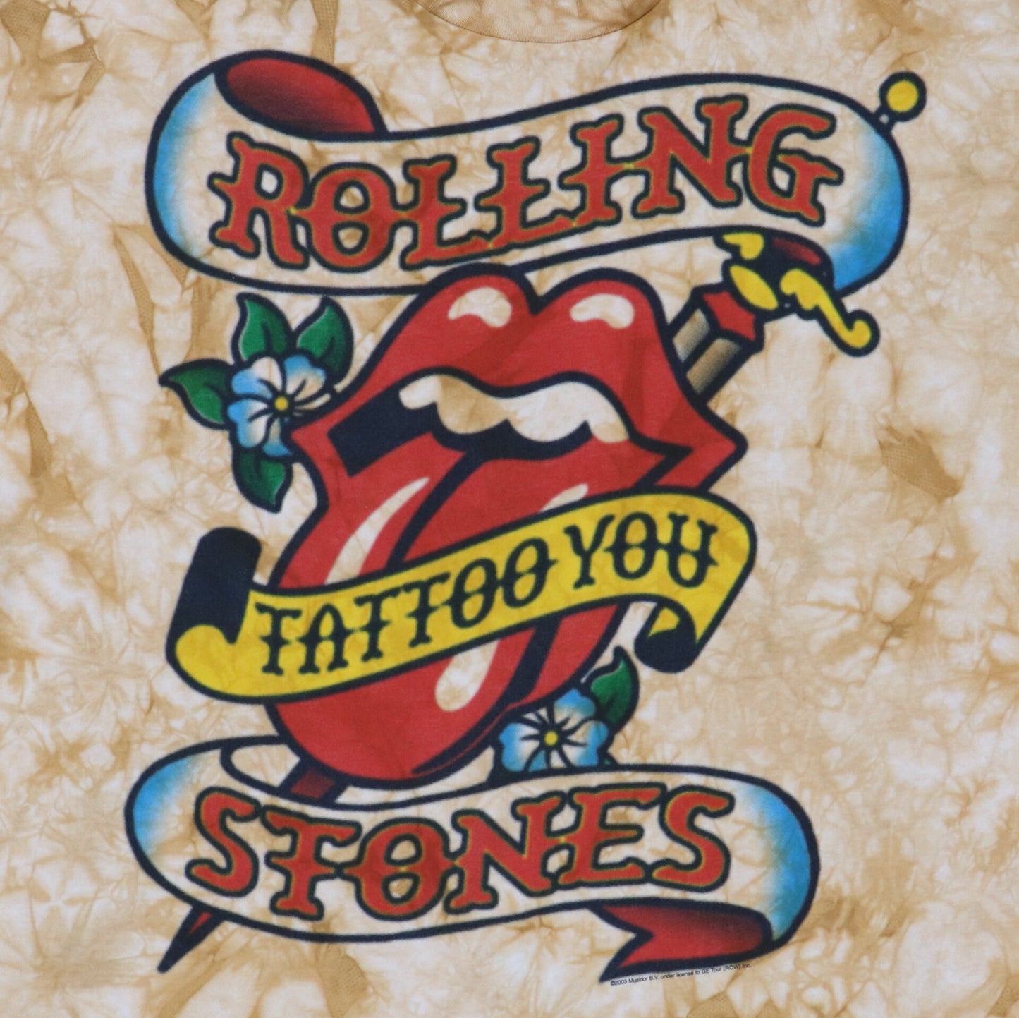 2003 Rolling Stones Tattoo You Liquid Blue Tie Dye Shirt