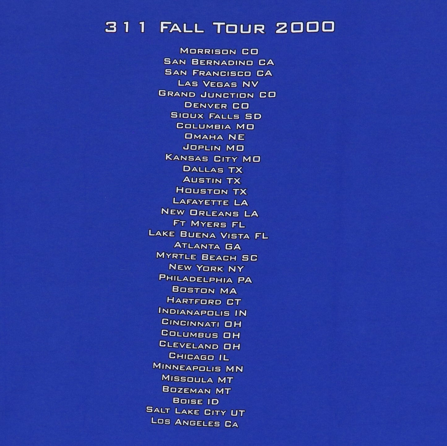 2000 311 Fall Tour Shirt