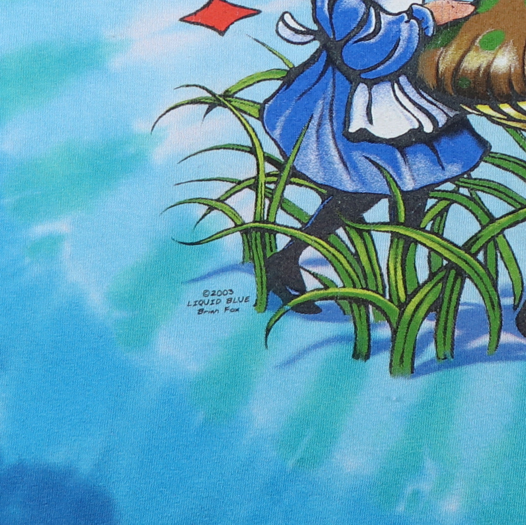 2003 Alice In Wonderland Liquid Blue Tie Dye Shirt