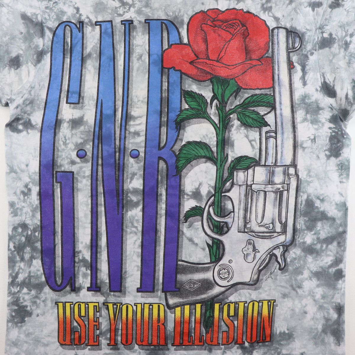 1990s Guns N Roses Liquid Blue Tie Dye Shirt | Authentic Vintage
