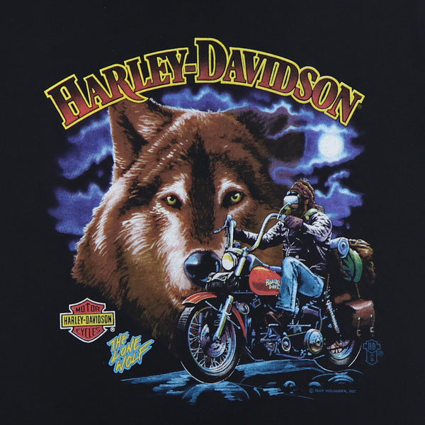 80s USA製 HARLEY-DAVIDSON THE LONE WOLF 1989 Harley Davidson Lone Wolf Shirt | Authentic Vintage Tee