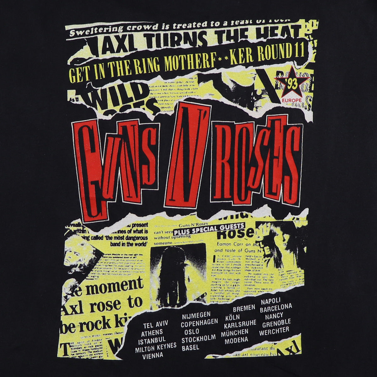 1993 Guns N Roses European Tour Shirt | Authentic Vintage Tee 
