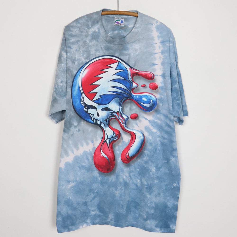 2000 Grateful Dead Melting Face Liquid Blue Tie Dye Shirt