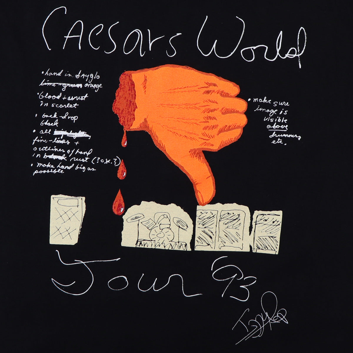 【未使用】Iggy Pop「Caesars World Tour'93」Tシャツ 1993 Iggy Pop Caesars World Tour Shirt | Authentic Vintage Tee