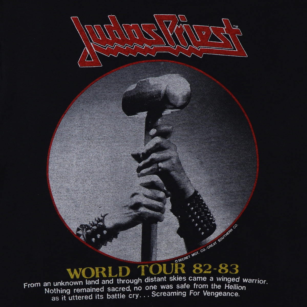 1982 Judas Priest Screaming For Vengeance World Tour Shirt