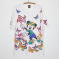 1990s Mickey Mouse Disney Butterflies All Over Print Shirt
