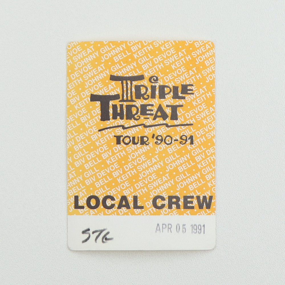 1991 Triple Threat Tour Local Crew Backstage Pass