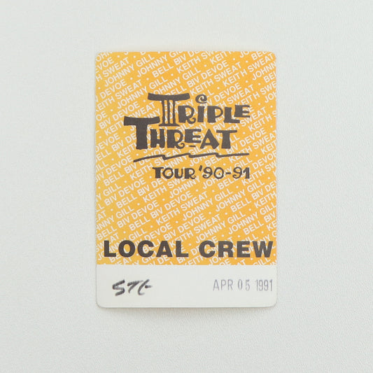 1991 Triple Threat Tour Local Crew Backstage Pass