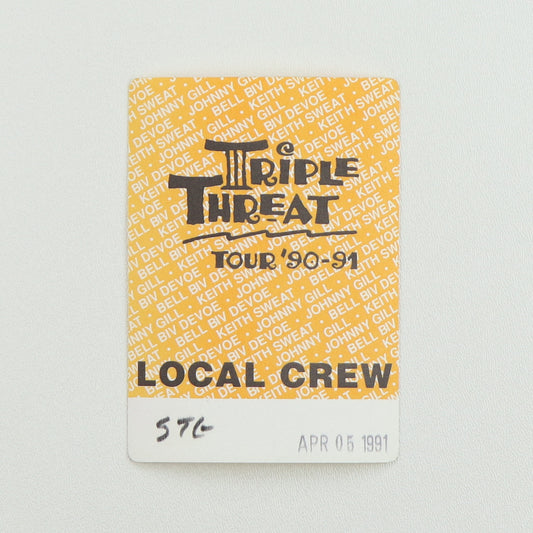 1991 Triple Threat Tour Local Crew Backstage Pass