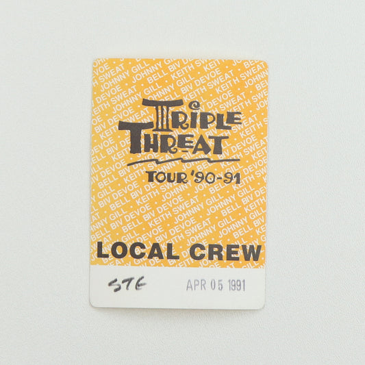 1991 Triple Threat Tour Local Crew Backstage Pass