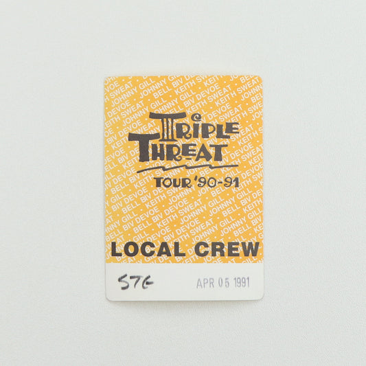 1991 Triple Threat Tour Local Crew Backstage Pass