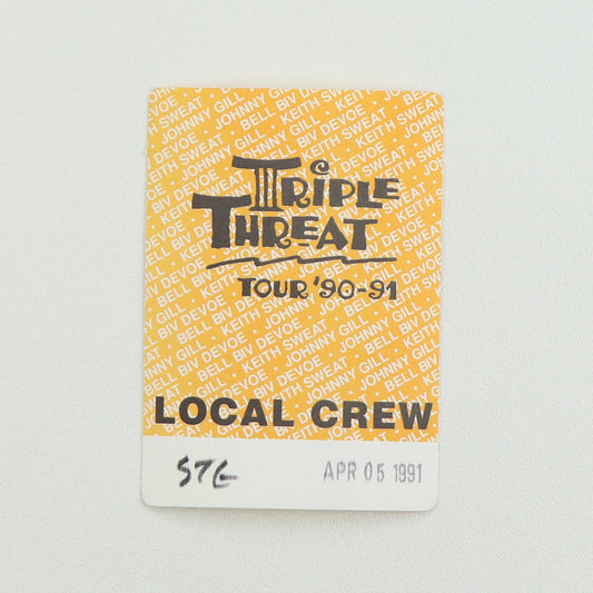 1991 Triple Threat Tour Local Crew Backstage Pass