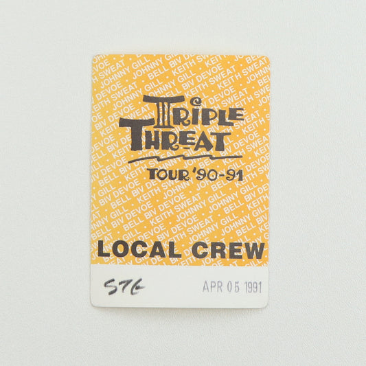 1991 Triple Threat Tour Local Crew Backstage Pass