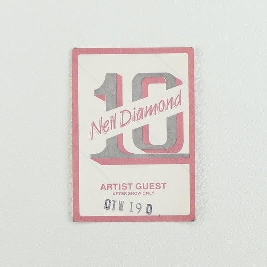 1982 Neil Diamond Tour Artist Guest Backstage Pass