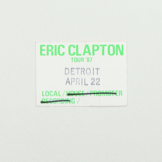 1987 Eric Clapton Local Backstage Pass