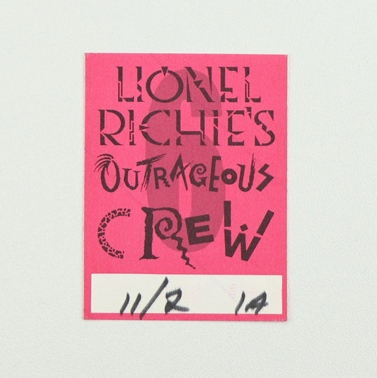1987 Lionel Richie’s Outrageous Crew Backstage Pass