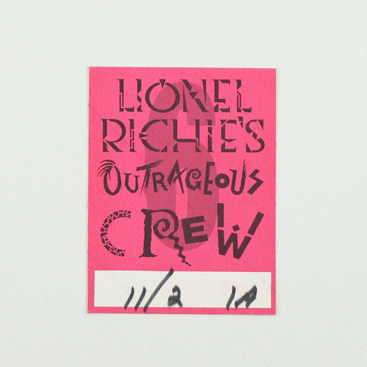 1987 Lionel Richie’s Outrageous Crew Backstage Pass
