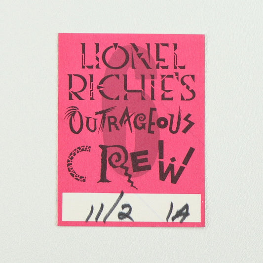 1987 Lionel Richie’s Outrageous Crew Backstage Pass