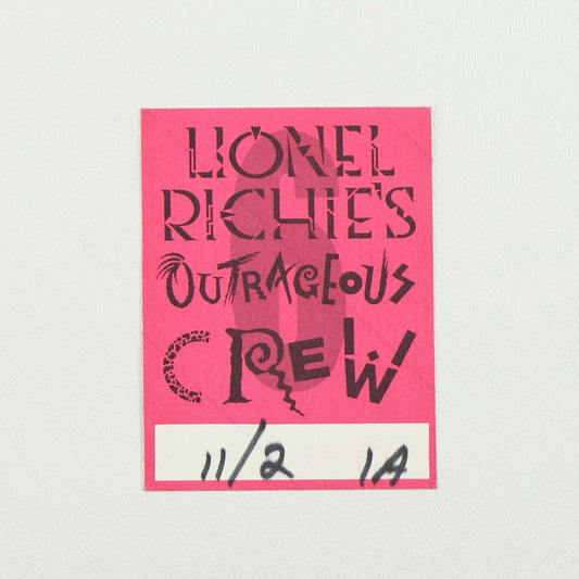 1987 Lionel Richie’s Outrageous Crew Backstage Pass
