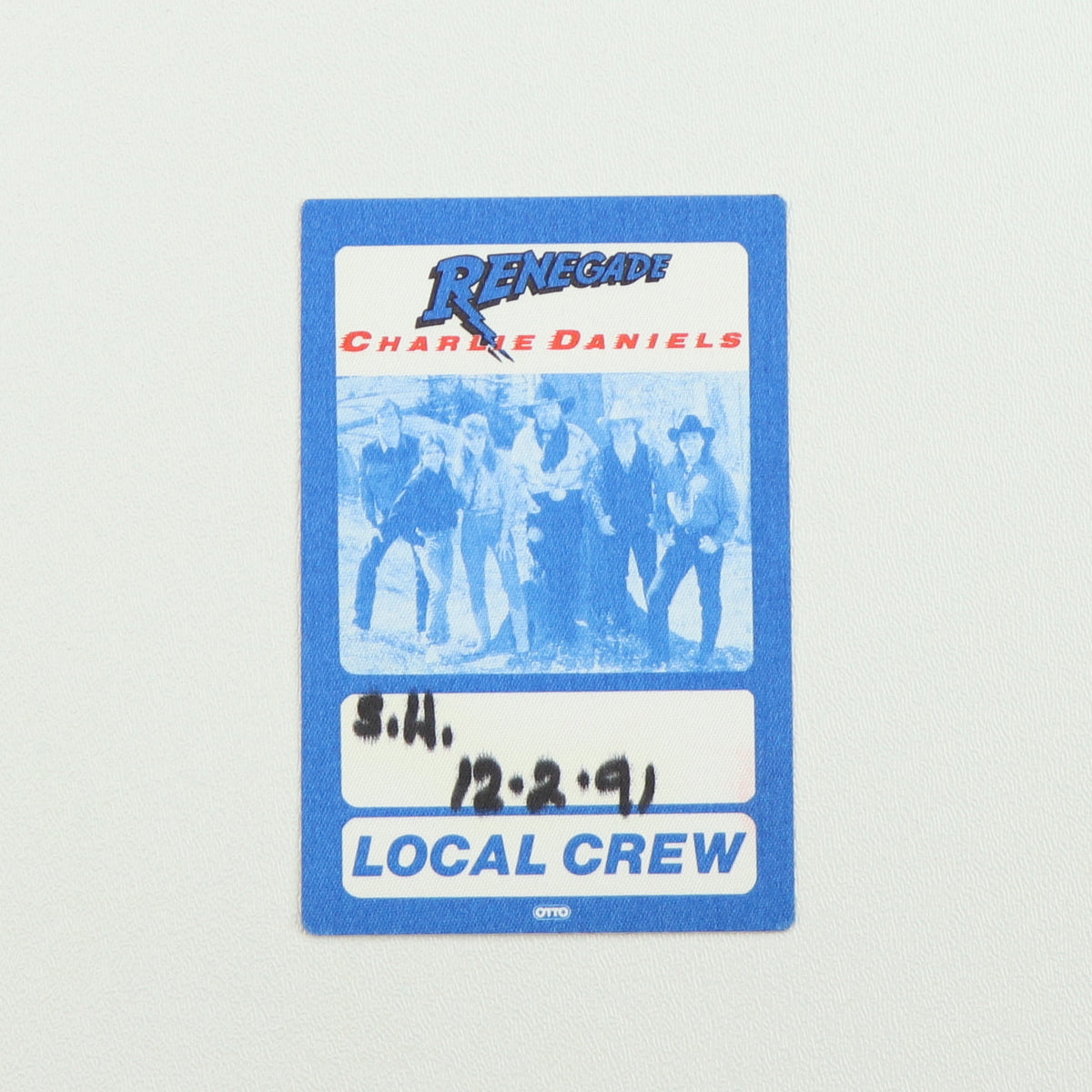 1991 Charlie Daniels Renegade Tour Local Crew Backstage Pass