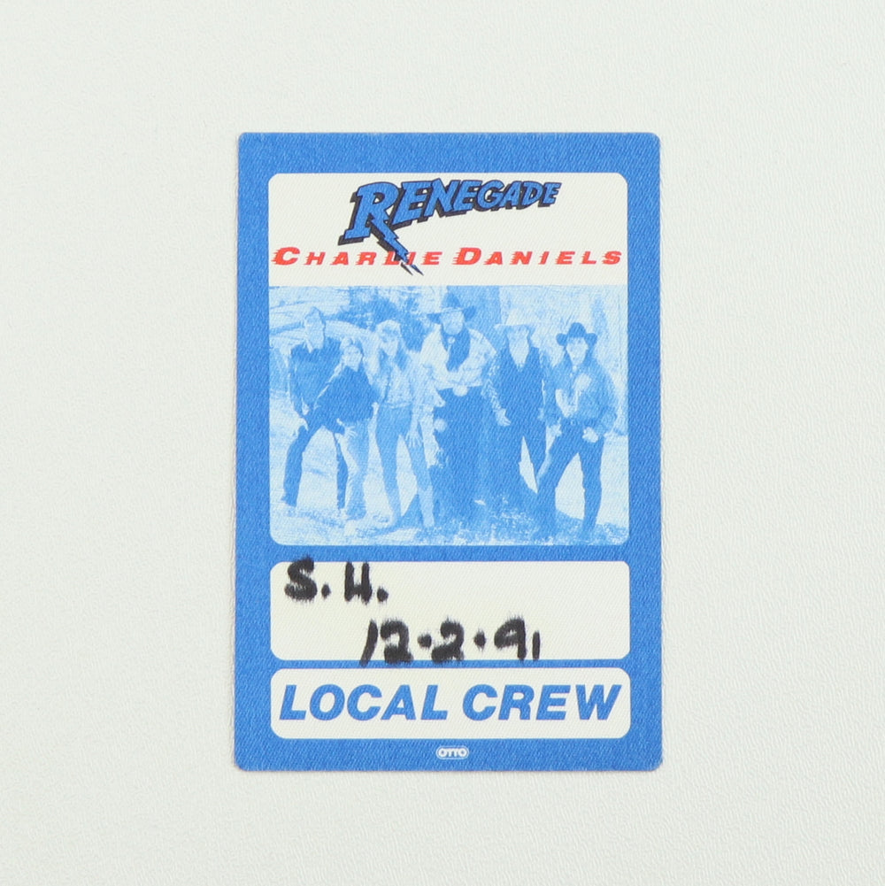 1991 Charlie Daniels Renegade Tour Local Crew Backstage Pass