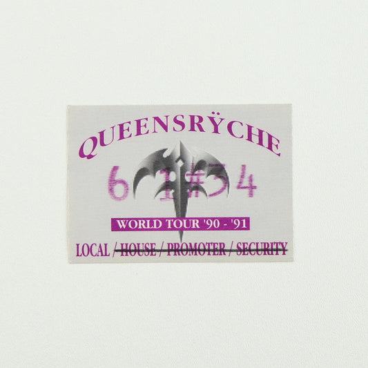 1990 Queensryche World Tour Local Backstage Pass