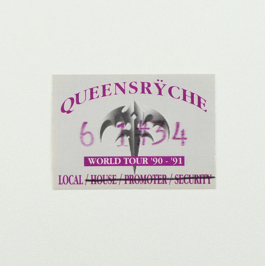 1990 Queensryche World Tour Local Backstage Pass