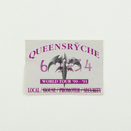 1990 Queensryche World Tour Local Backstage Pass