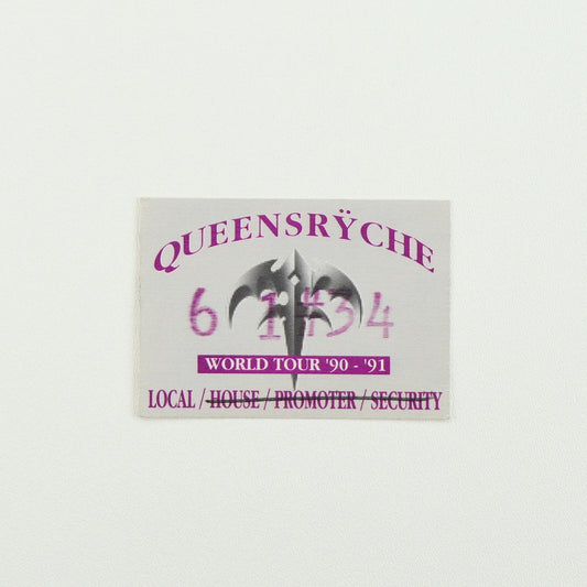 1990 Queensryche World Tour Local Backstage Pass