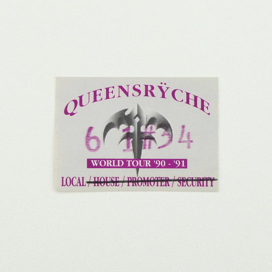1990 Queensryche World Tour Local Backstage Pass
