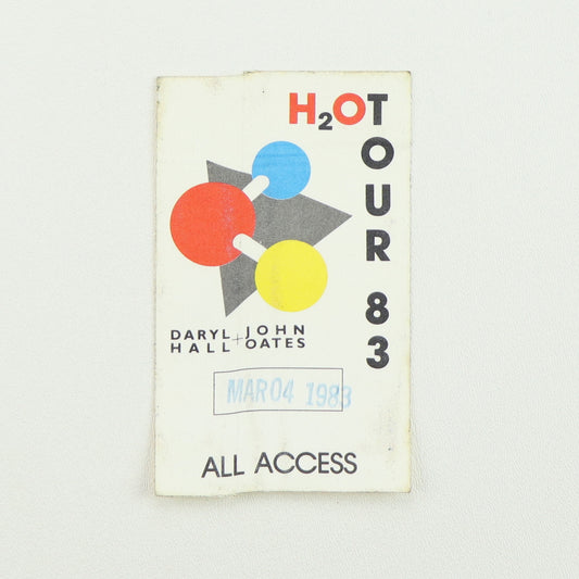 1983 Hall & Oates H2o Tour All access Backstage Pass