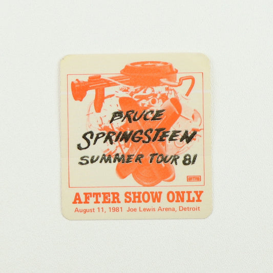 1981 Bruce Springsteen Summer Tour Aftershow Backstage Pass