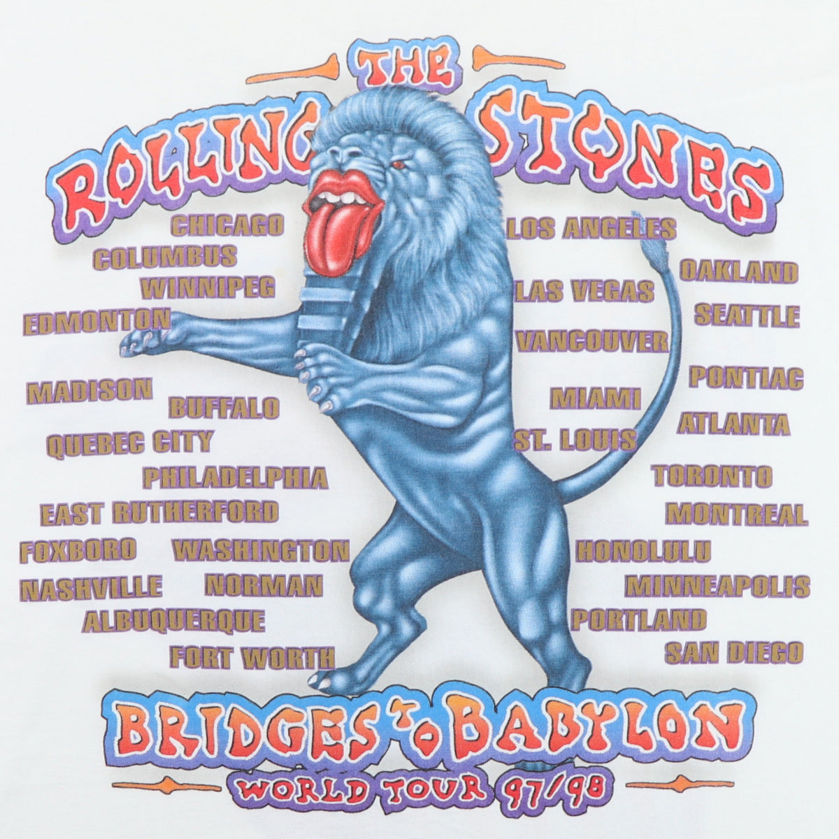 1997 Rolling Stones Bridges To Babylon Tour Shirt | Authentic 