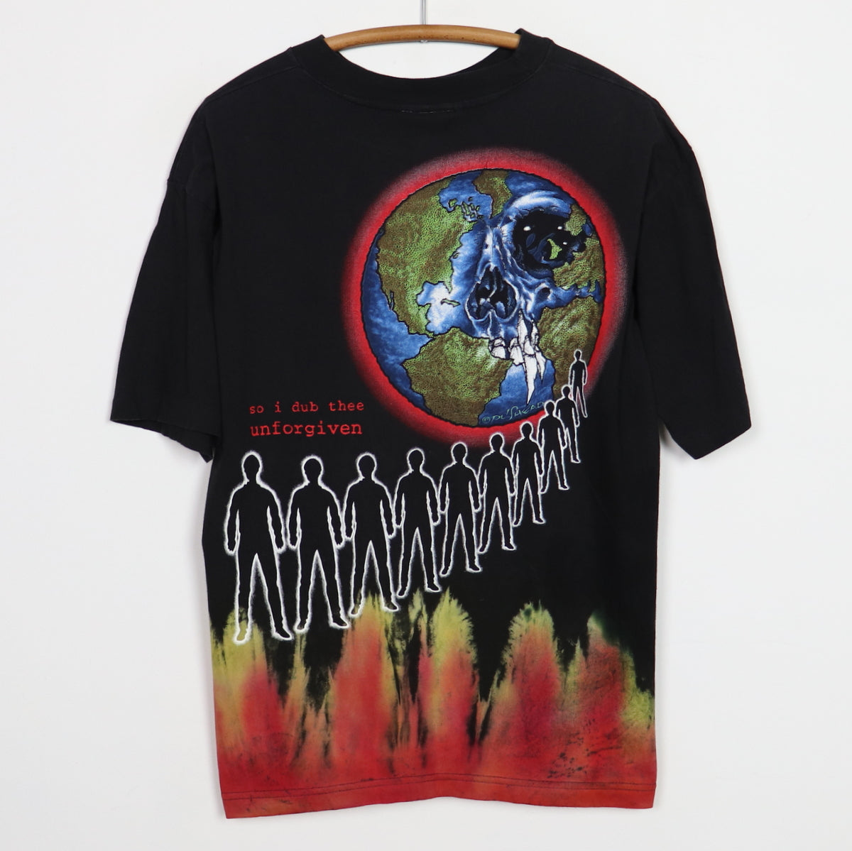 1992 Metallica Unforgiven Crystal Rain Flames Shirt | Authentic 