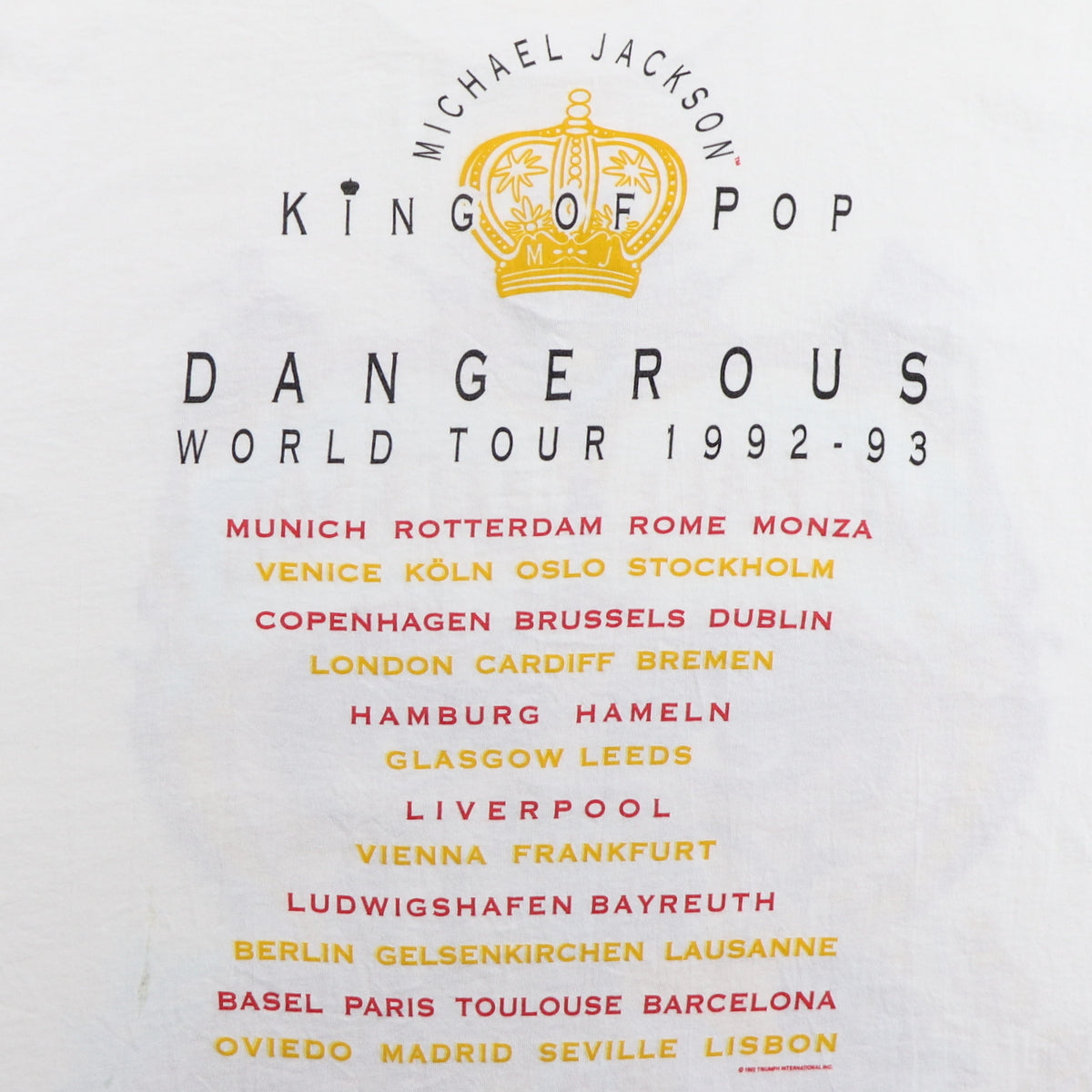 Michael Jackson King Of Pop Dangerous World Tour 1992 1993 T-shirt