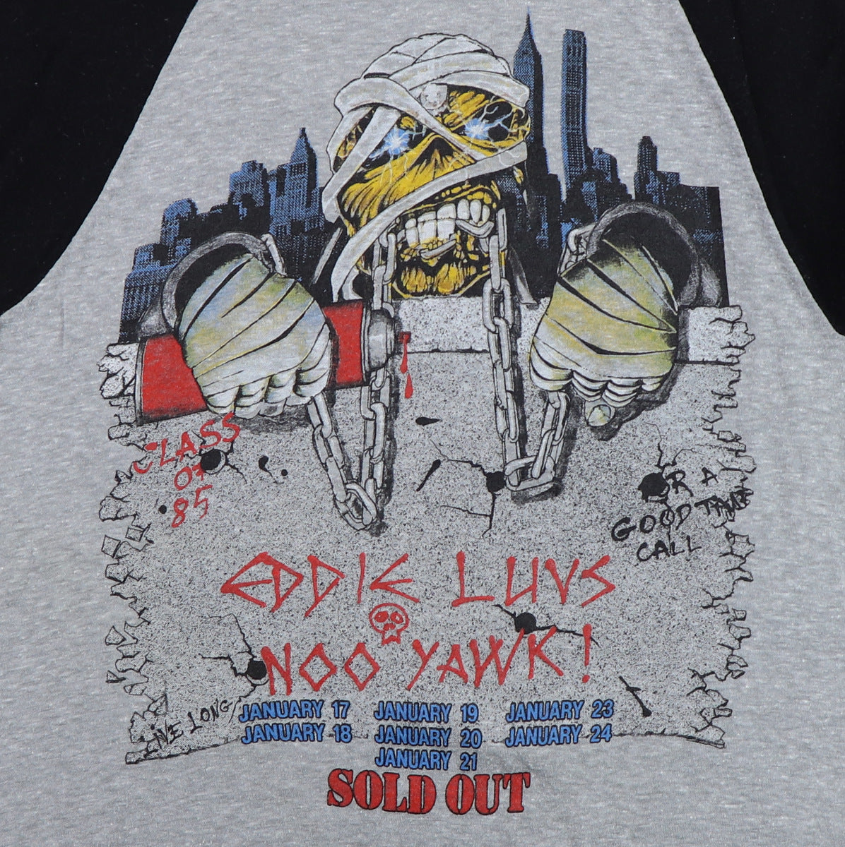 1983 Iron Maiden Eddie Luvs Noo Yawk Tour Jersey Shirt