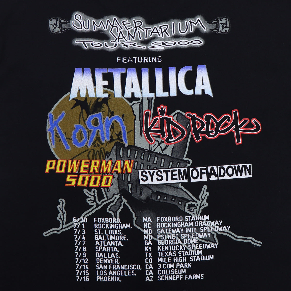 2000 Metallica Summer Sanitarium Tour Shirt