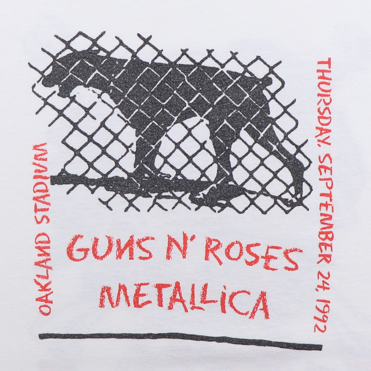 1992 Guns N Roses Metallica Day On The Green Concert Crew Shirt